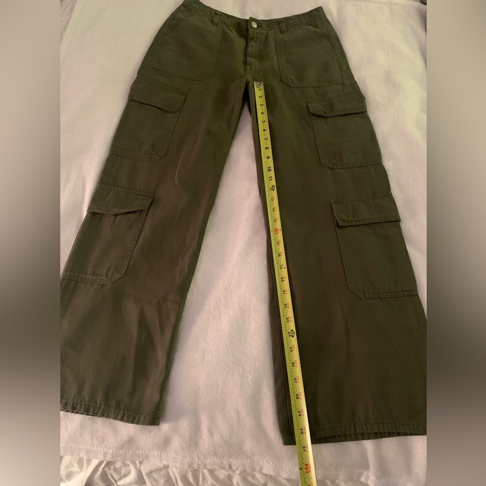 Zara High Rise Wide Leg Army Green Cargo Pants 8 - Picture 12 of 13